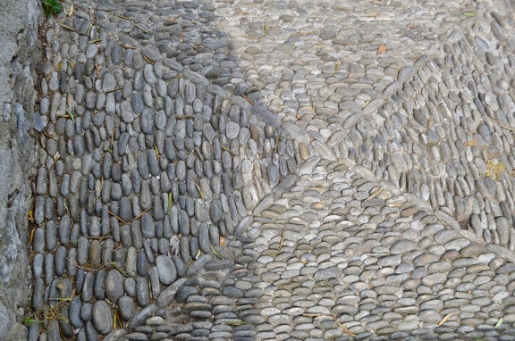 Sidewalks made from stones from the beach