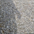 Sidewalks made from stones from the beach